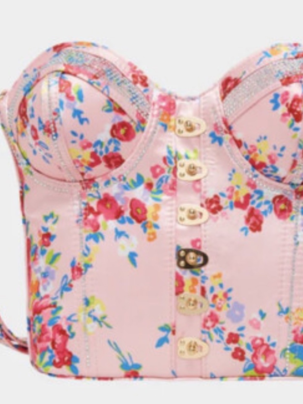 NWT BETSEY JOHNSON CORSETS OF LOVE Kitsch FLORAL PURSE